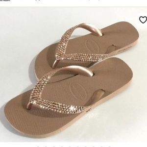 Swarovski Gold Crystal Havaiana Flip Flops